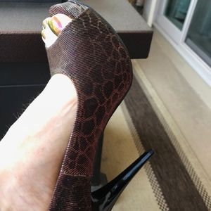 women’s iridescent animal print heels